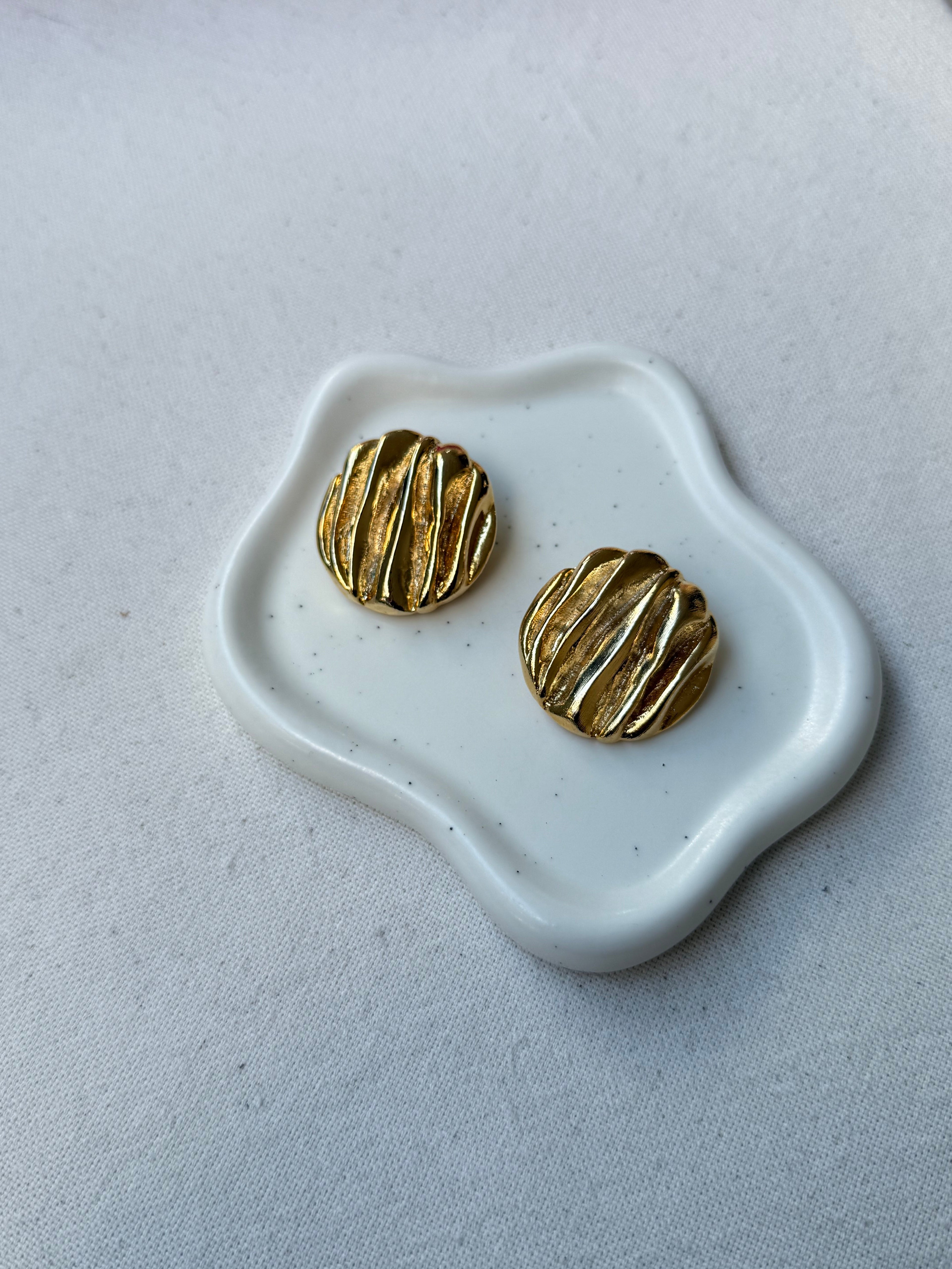 Boucles D’Oreilles Vintage - Rondes Dorées Texturées