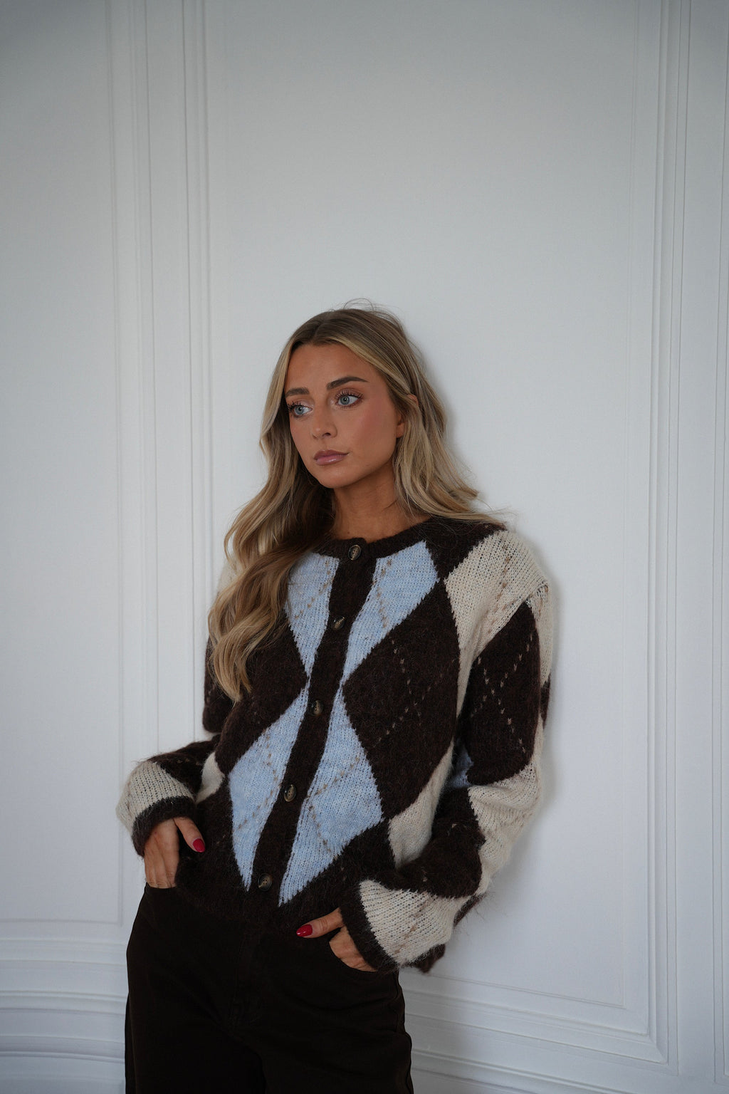 Gilet Losanges Elma - Chocolat/Bleu