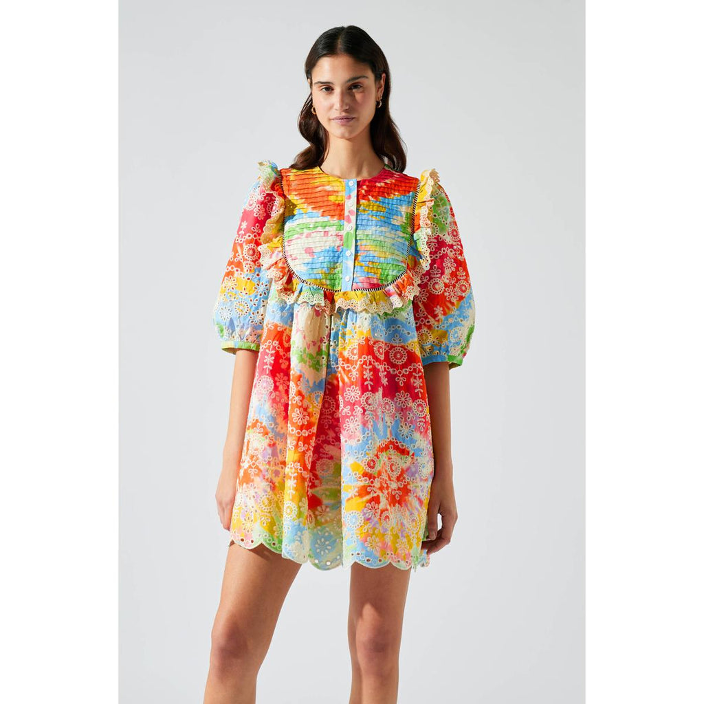Vestido Corto Bordado - Tie And Dye