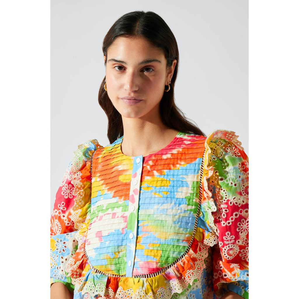 Vestido Corto Bordado - Tie And Dye