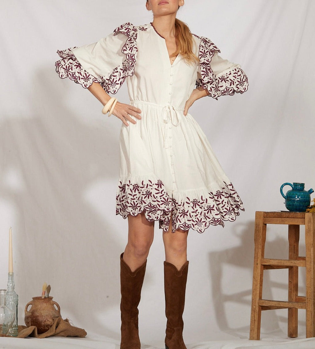 Noemia Short Dress - Burgundy