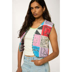Veste Sans Manches Bandana Patchwork - Multicolore - Femme