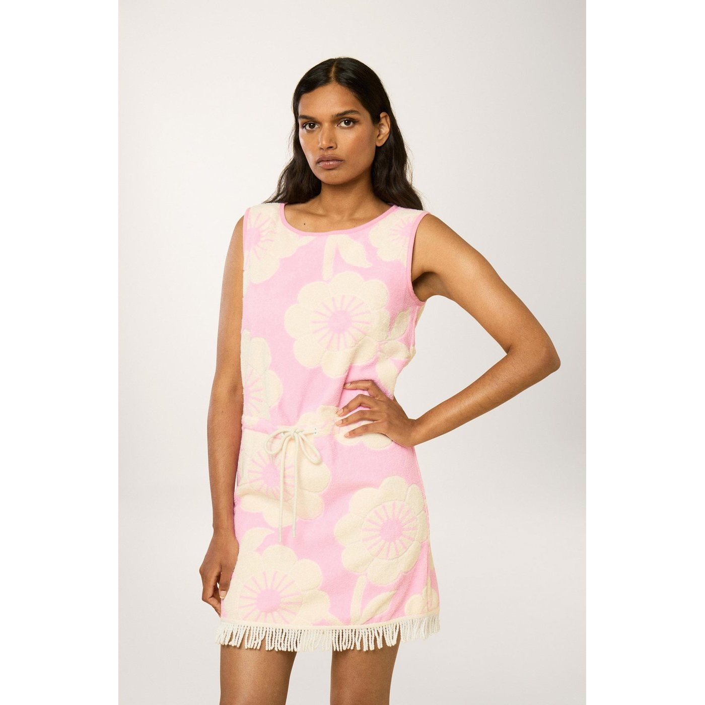 Robe Frangée Bain De Mer - Rose