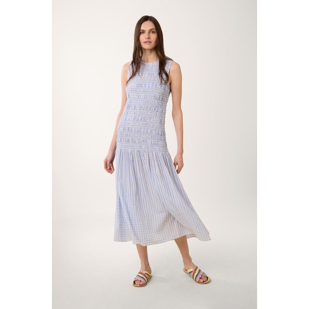 Robe À Smocks Bubble Vichy - Bleu - Femme