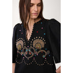 Robe Courte Coquillage - Noir - Femme