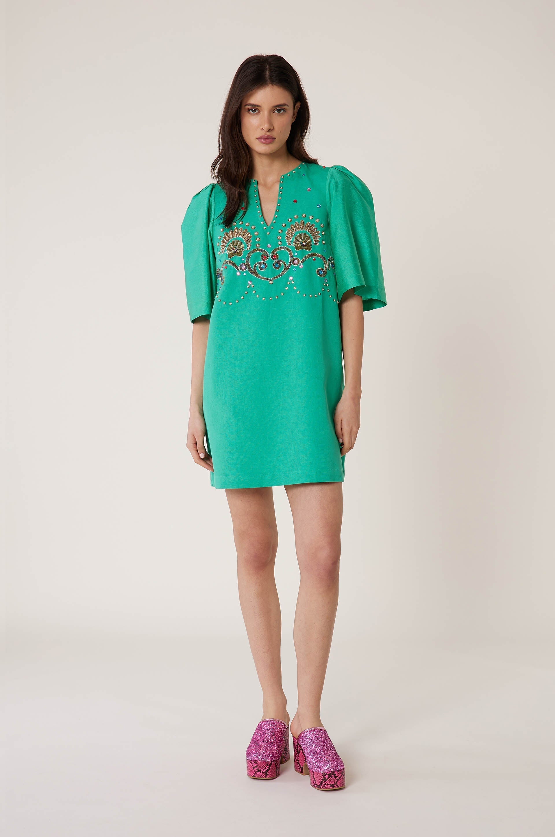 Robe Courte Coquillage - Vert