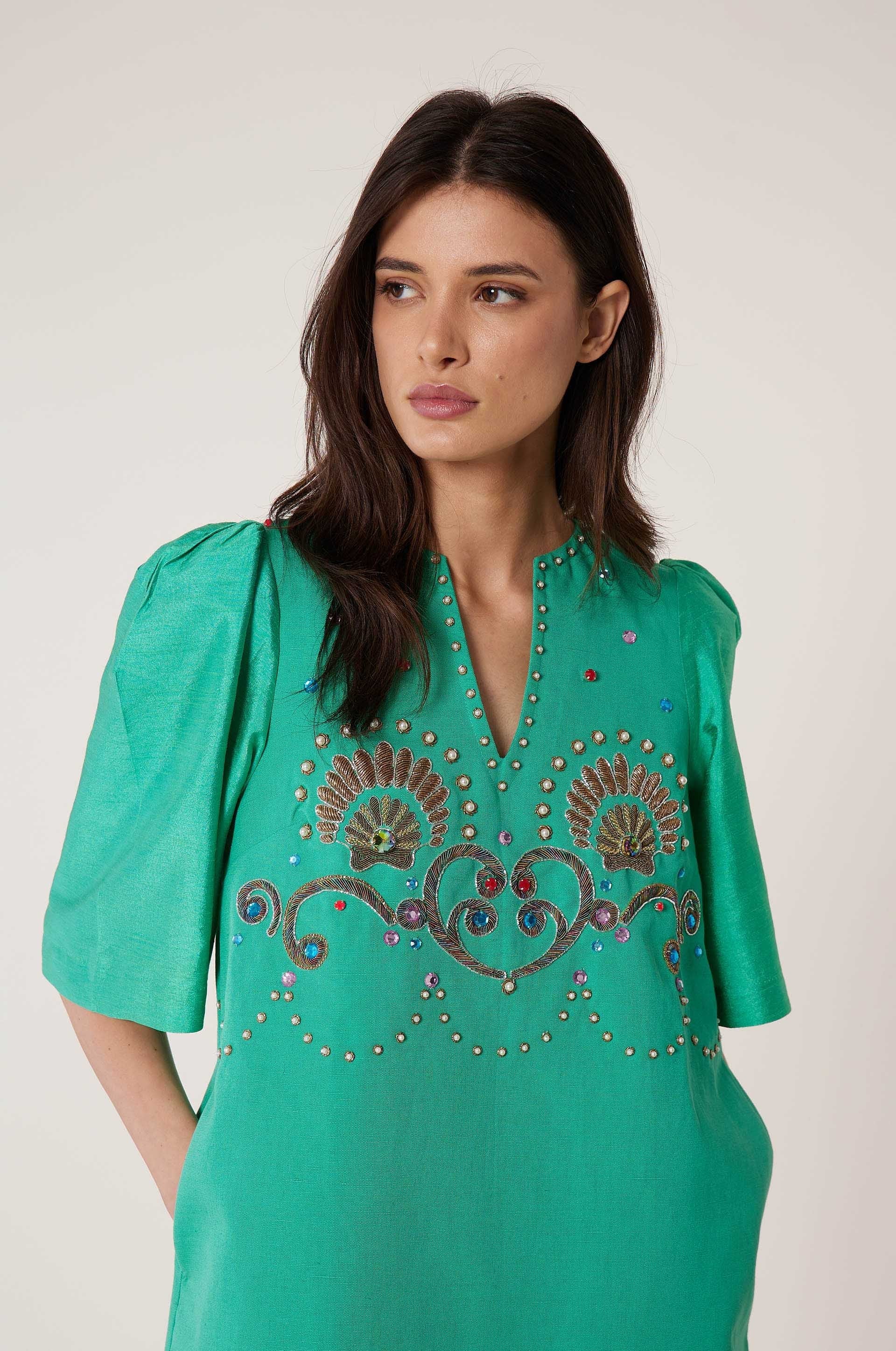 Robe Courte Coquillage - Vert