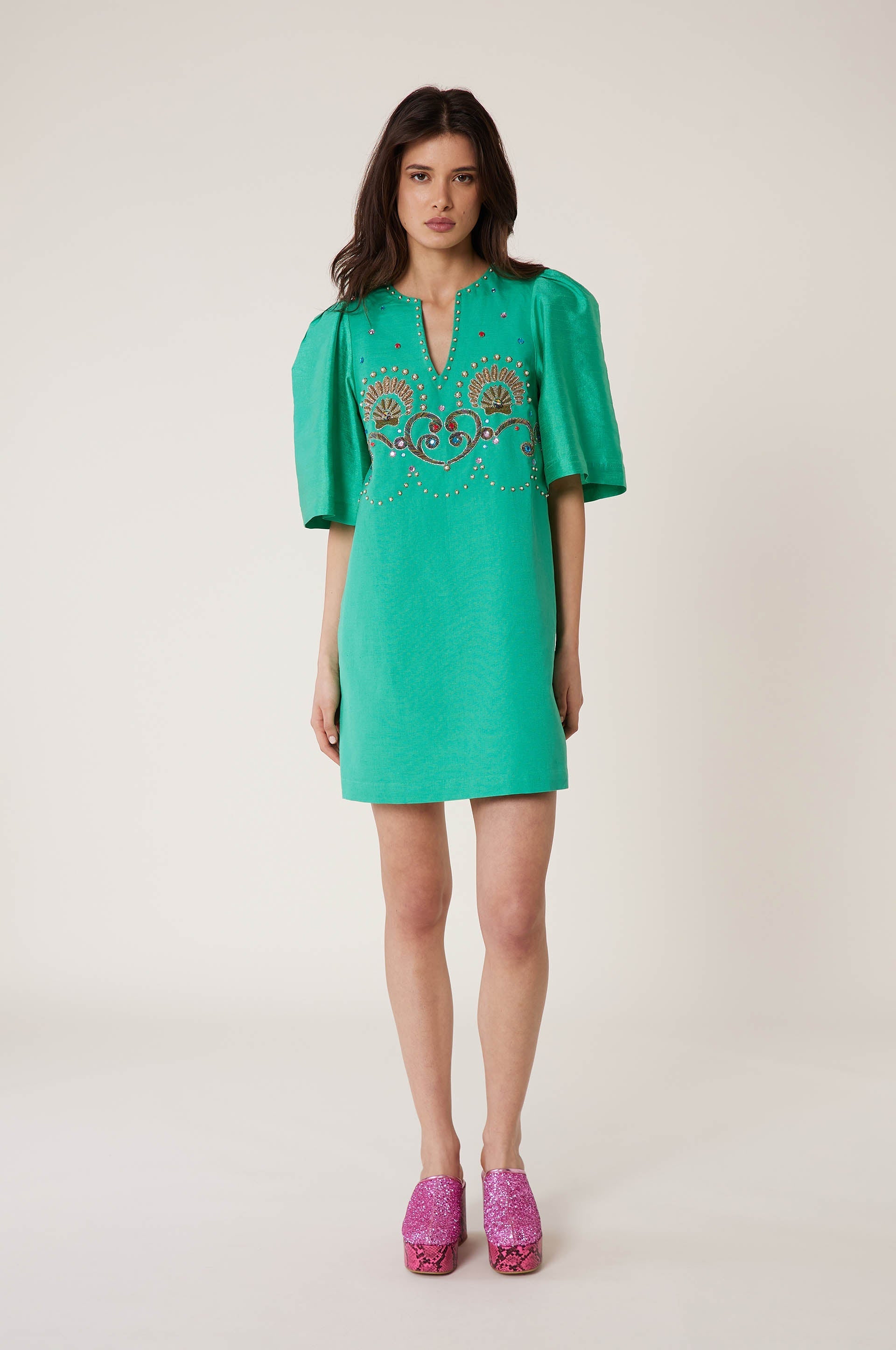 Robe Courte Coquillage - Vert