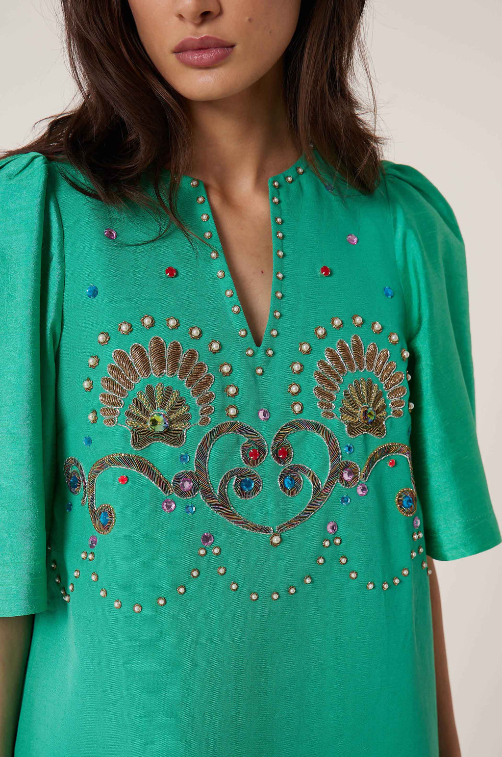 Robe Courte Coquillage - Vert