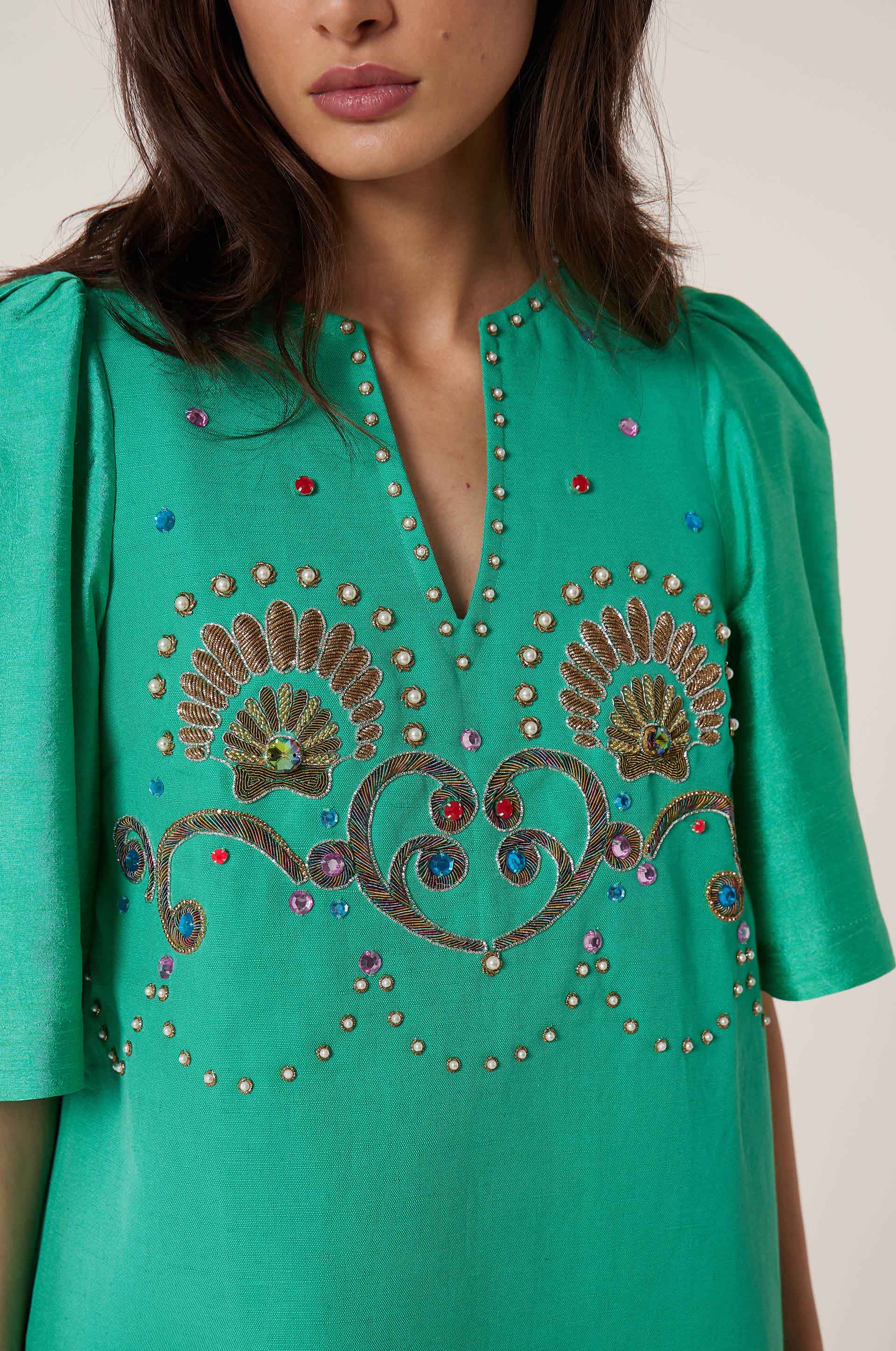 Robe Courte Coquillage - Vert