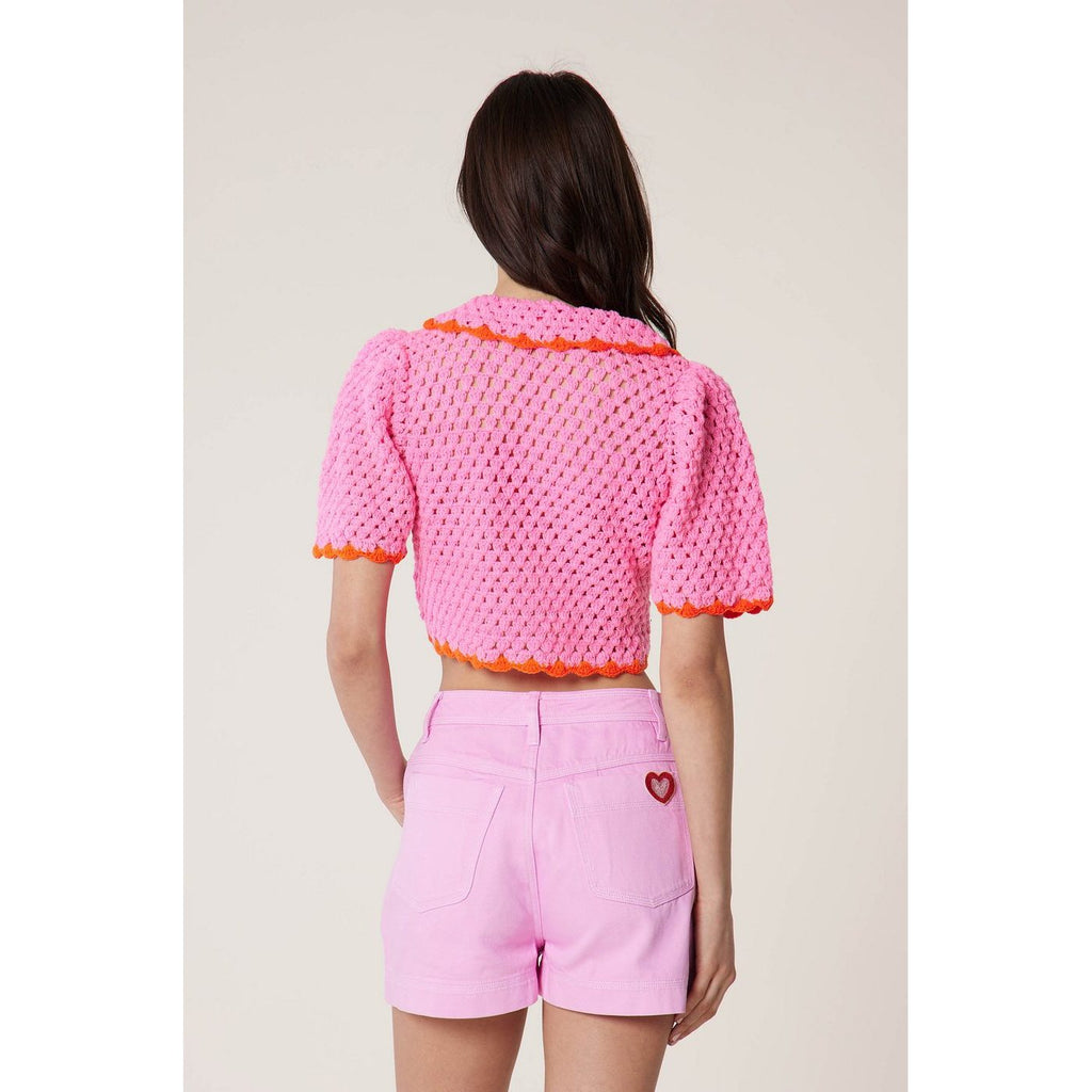 Suéter de crochet rosa - Rosa