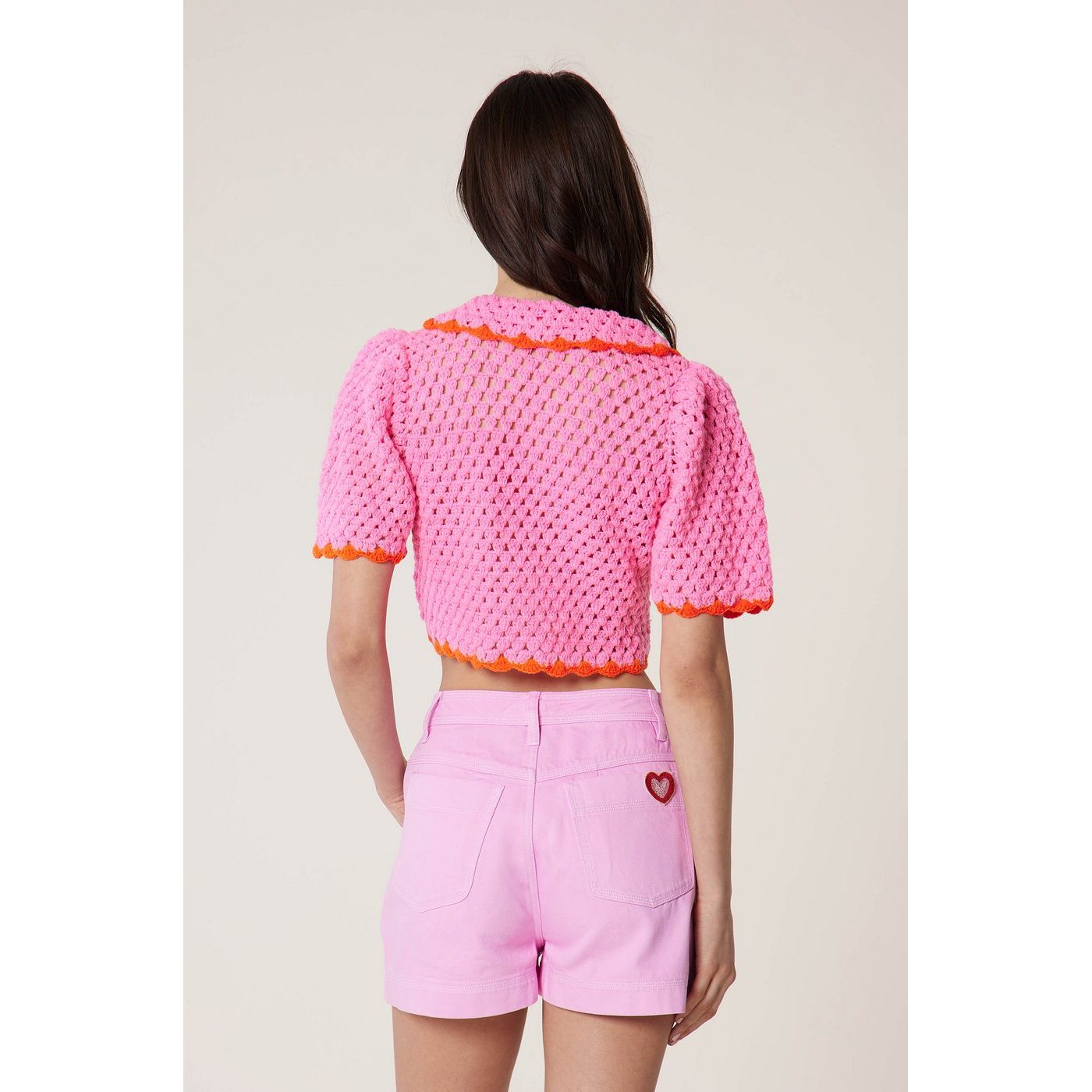 Suéter de crochet rosa - Rosa