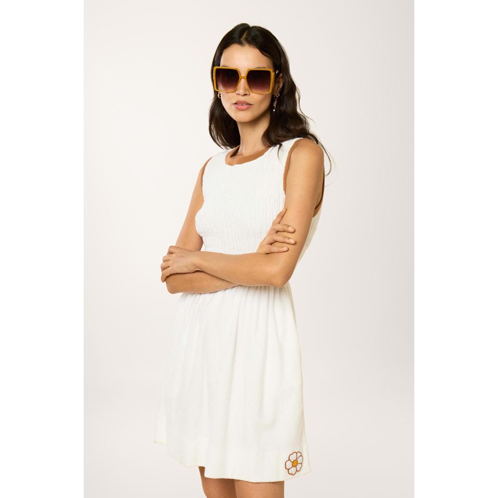 Robe À Smocks Daisy Playa - Blanc - Femme