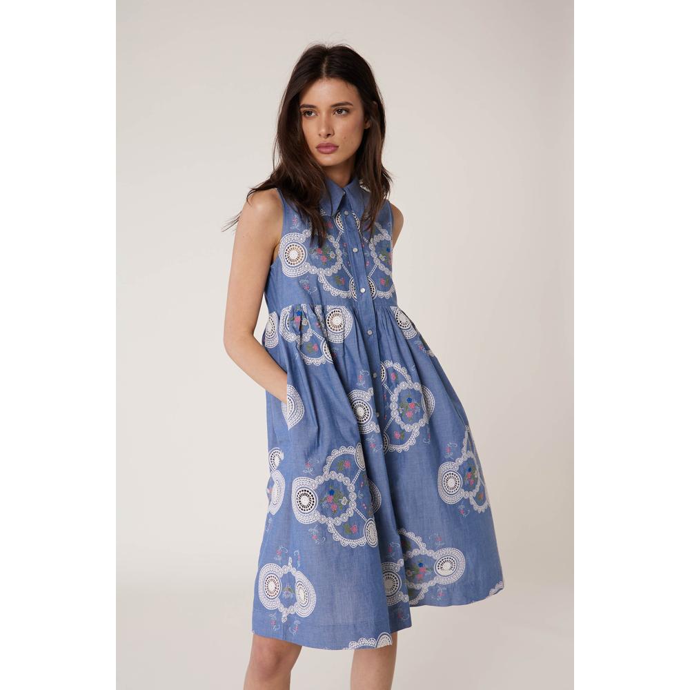 Robe Rosace - Bleu - Femme