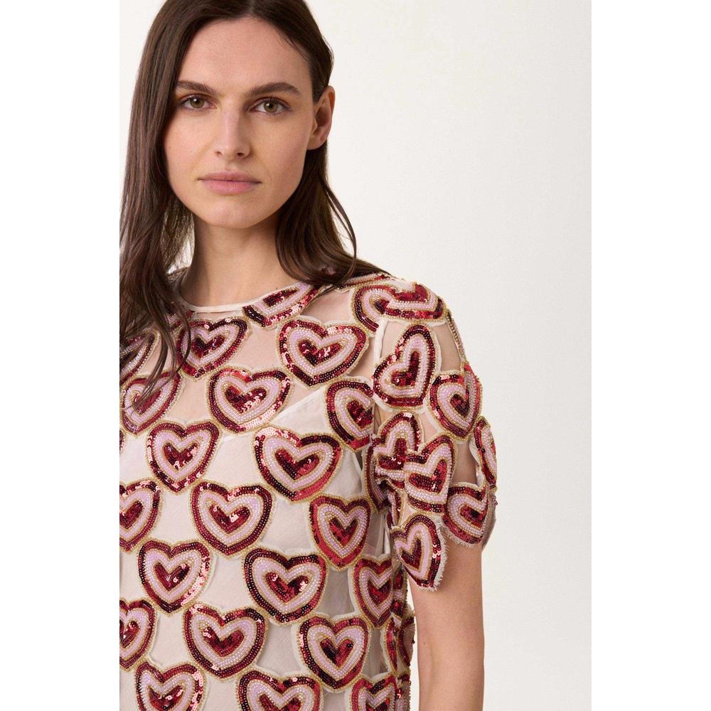Robe Longue Love Paillette - Rouge - Femme