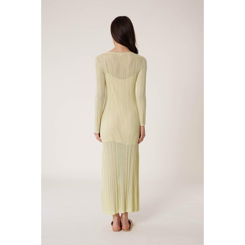 Robe Longue Maille Dentelle - Vanille - Femme