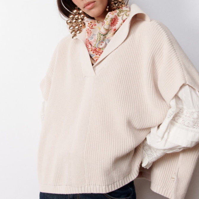 Pull Poncho Giulia - Ecru