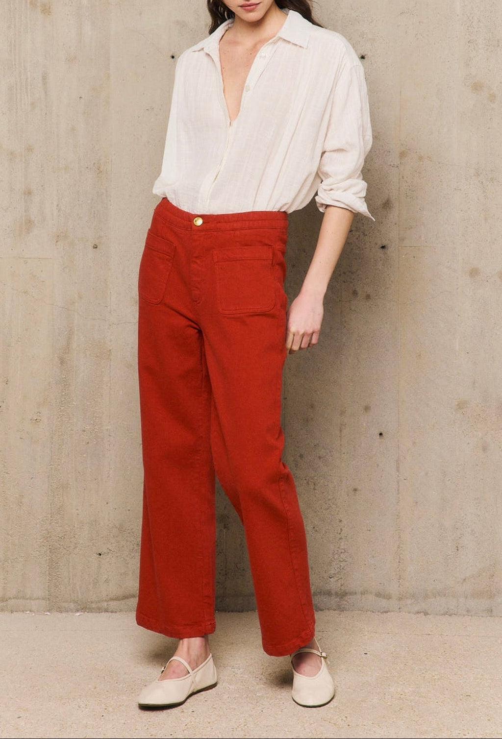 Pantalon Poches Plaquees - Corail