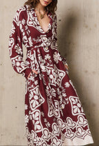 Jurk Stephanie Lange Mouwen - Bordeaux