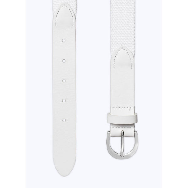 Fursac - Ceinture Tissée En Coton Et Cuir - Blanc