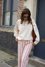 Pantalon Hubert Rayure Rose/Écru
