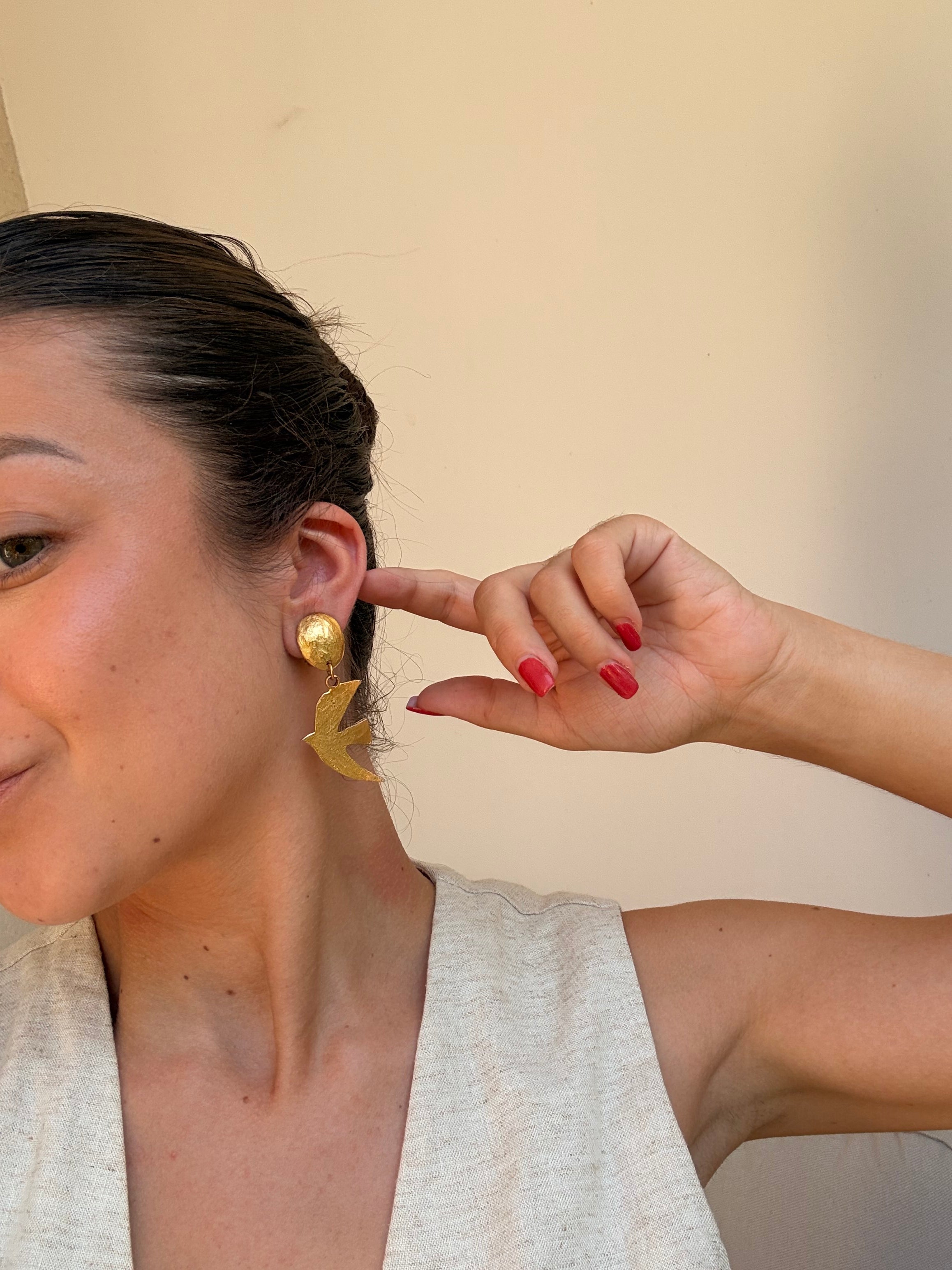 Boucles D’Oreilles Vintage - Oiseaux Dorés
