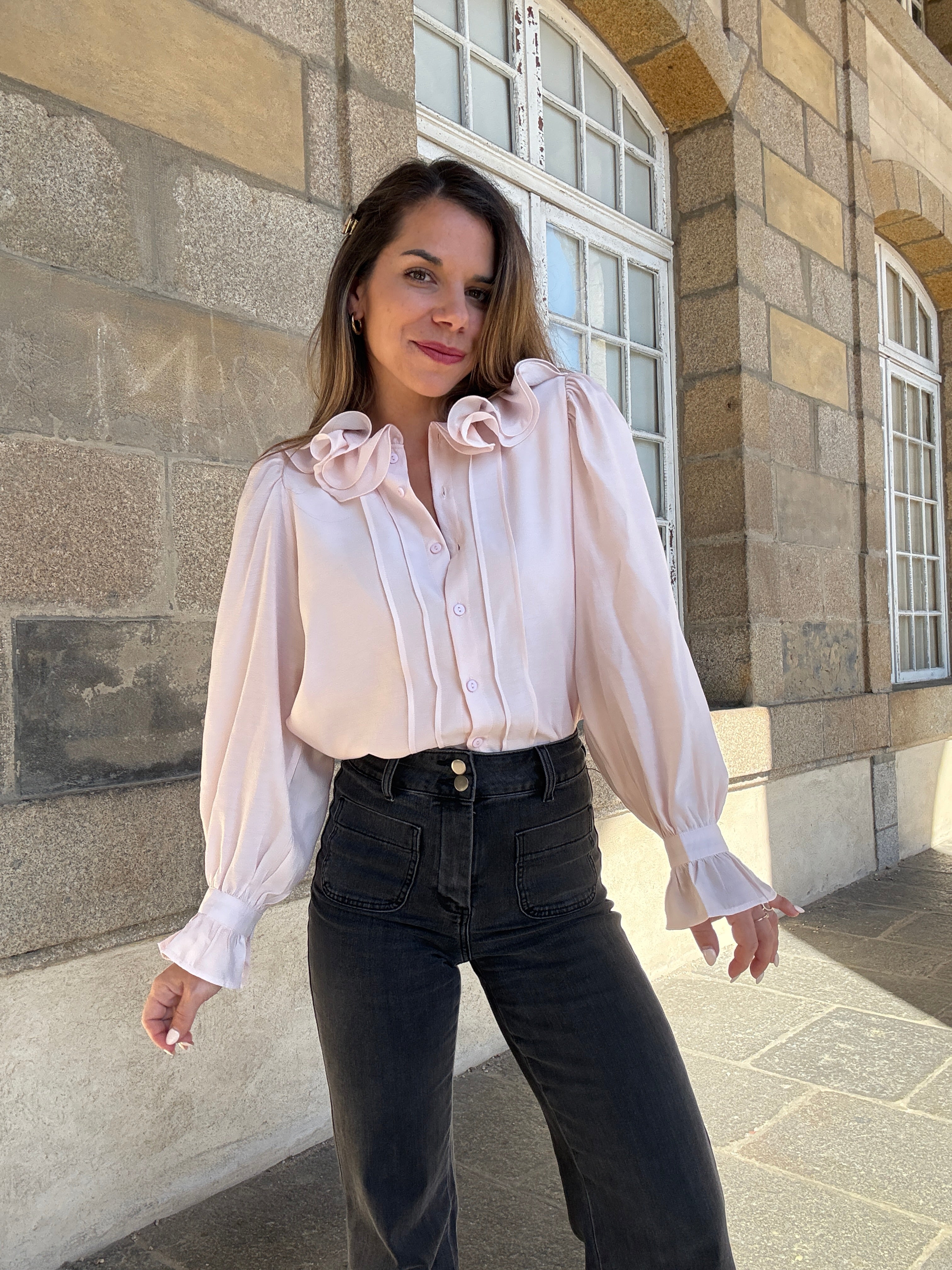 Blouse Brune Doux Rose