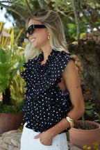 Jade Polka Dot Blouse - Black