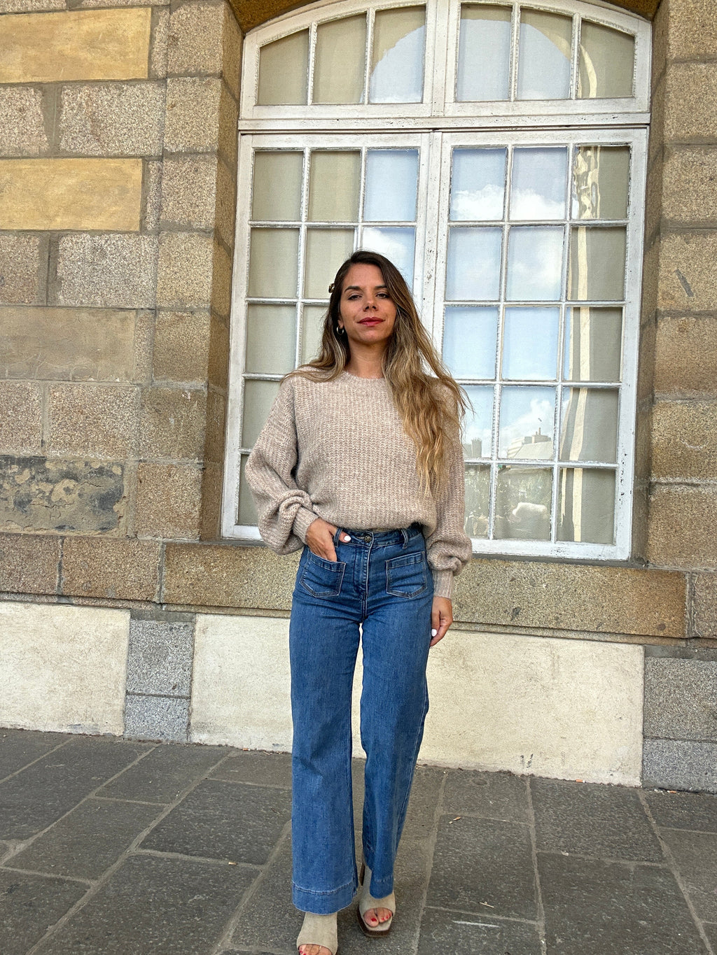 Pull En Maille Jade Taupe