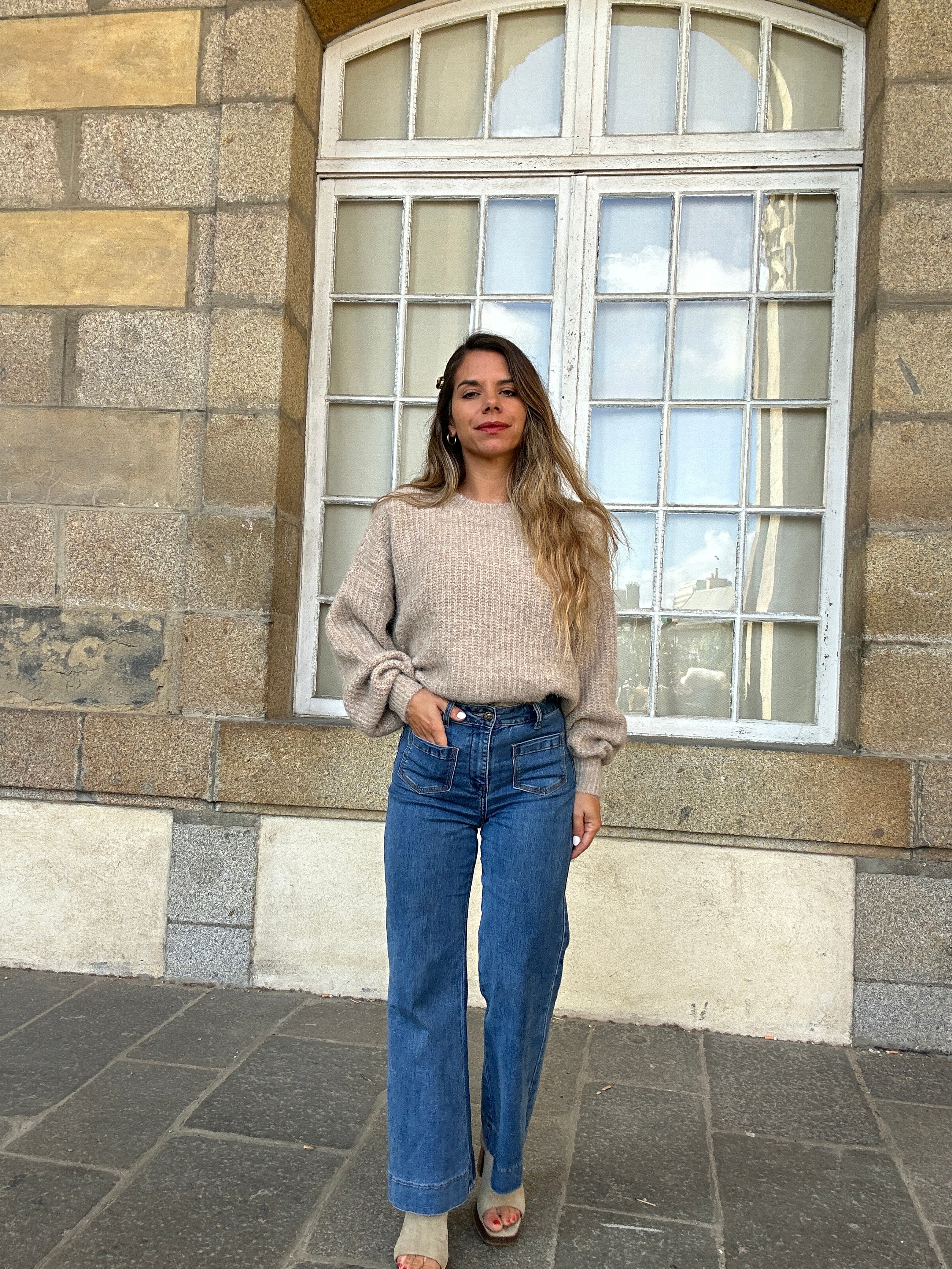 Pull En Maille Jade Taupe
