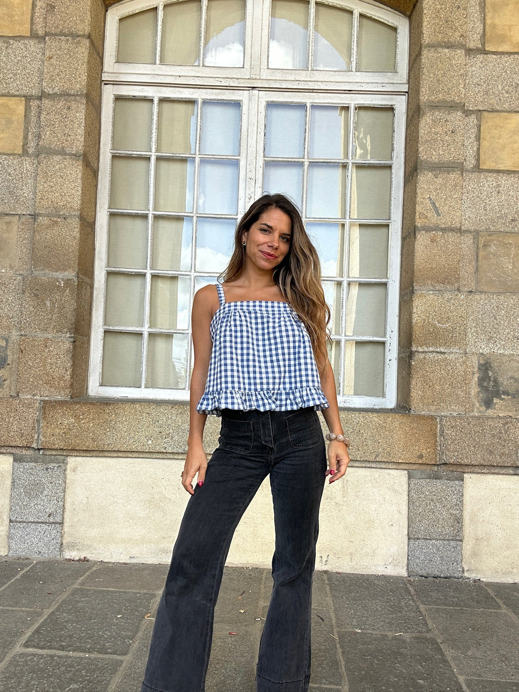 Top Callie Vichy Azul Marino