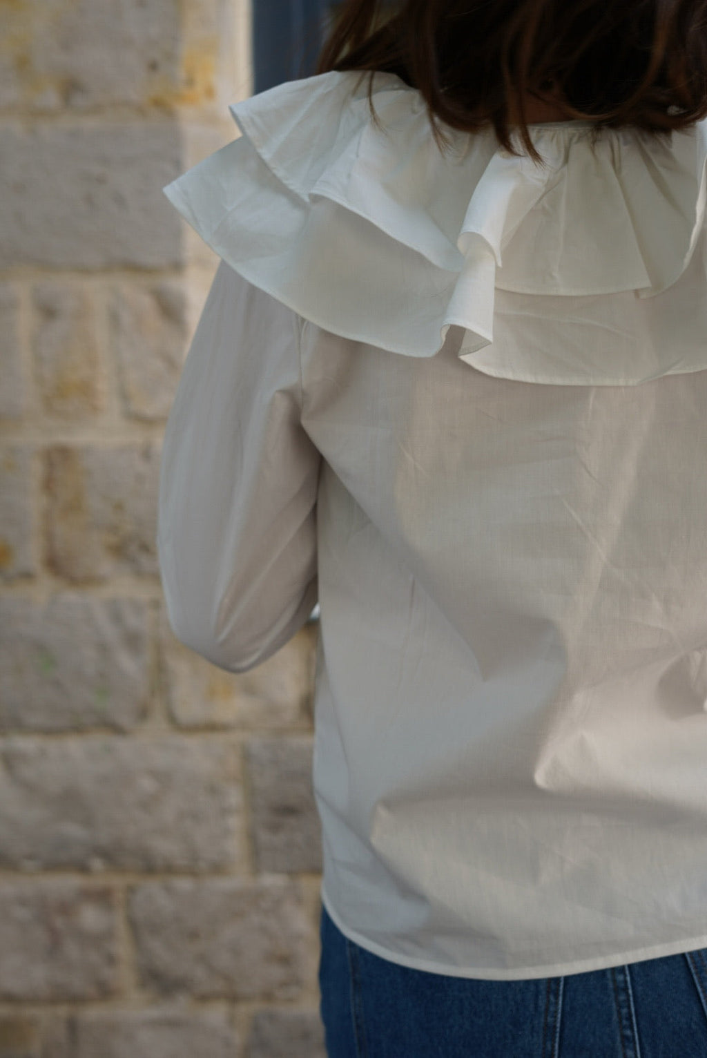Joséphine Large Collar Blouse White