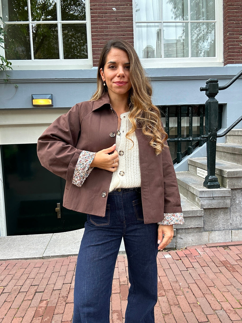 Edith brown Liberty print cotton trench jacket