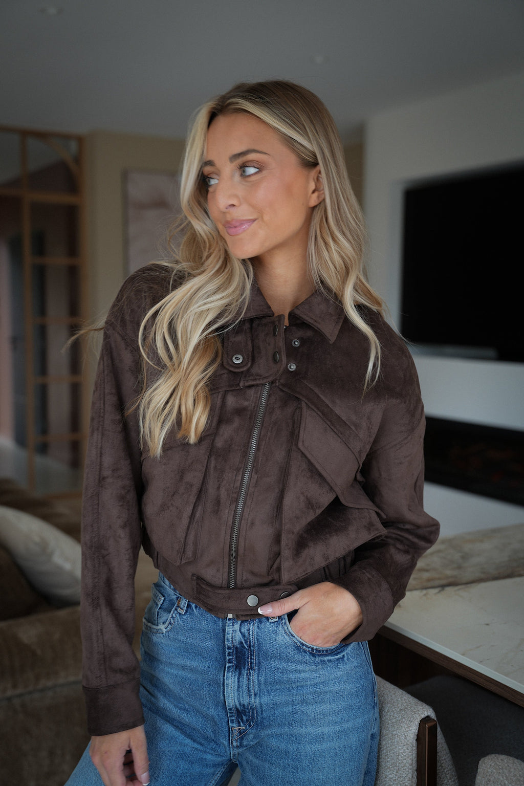 Solan Suede Jacket - Chocolate