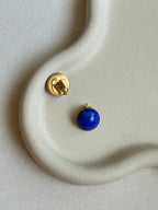 Boucles D’Oreilles Vintage - Cabochons Bleu Pâte De Verre