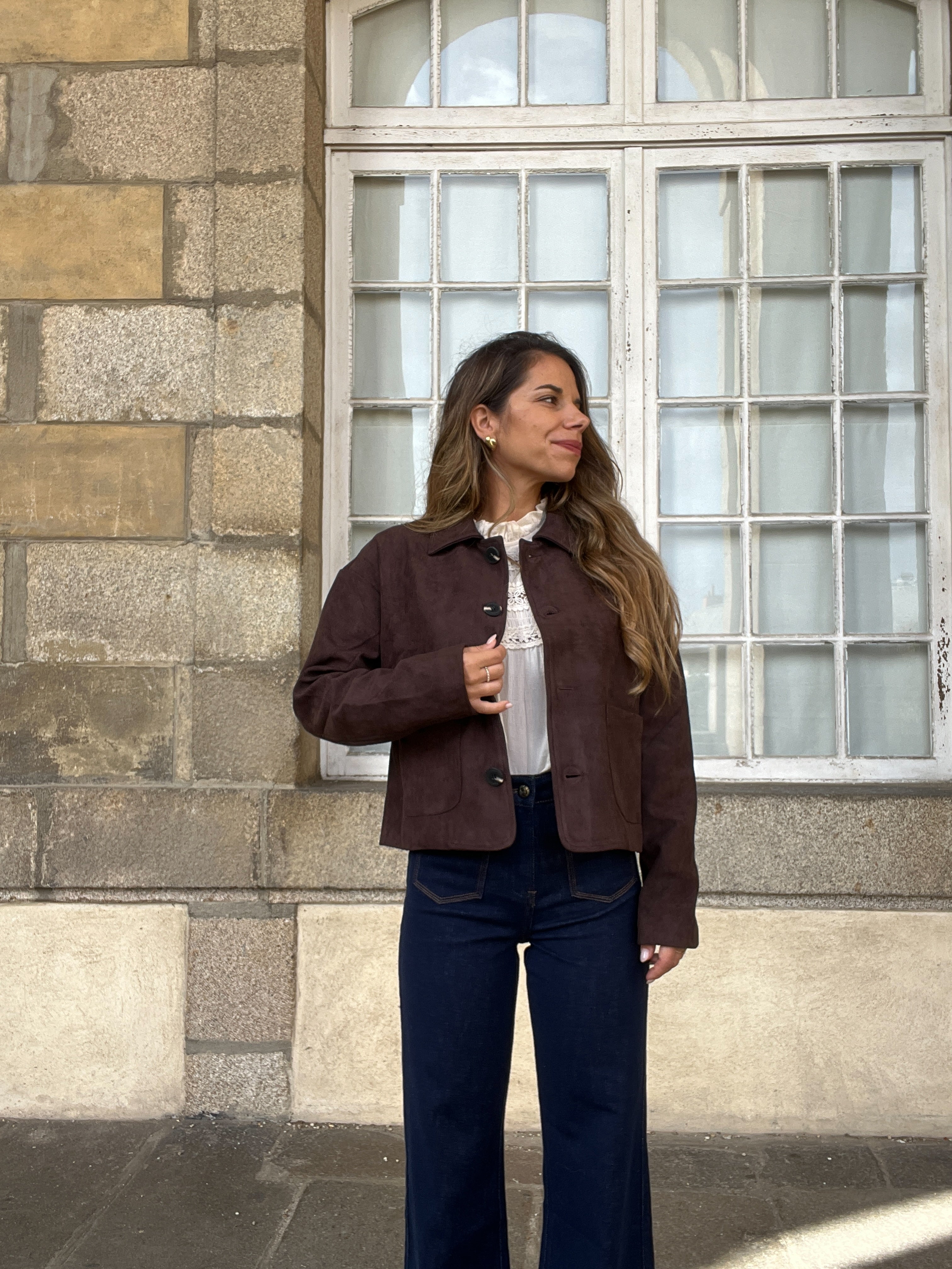 Thelma Chocolate Suede Effect Jacket
