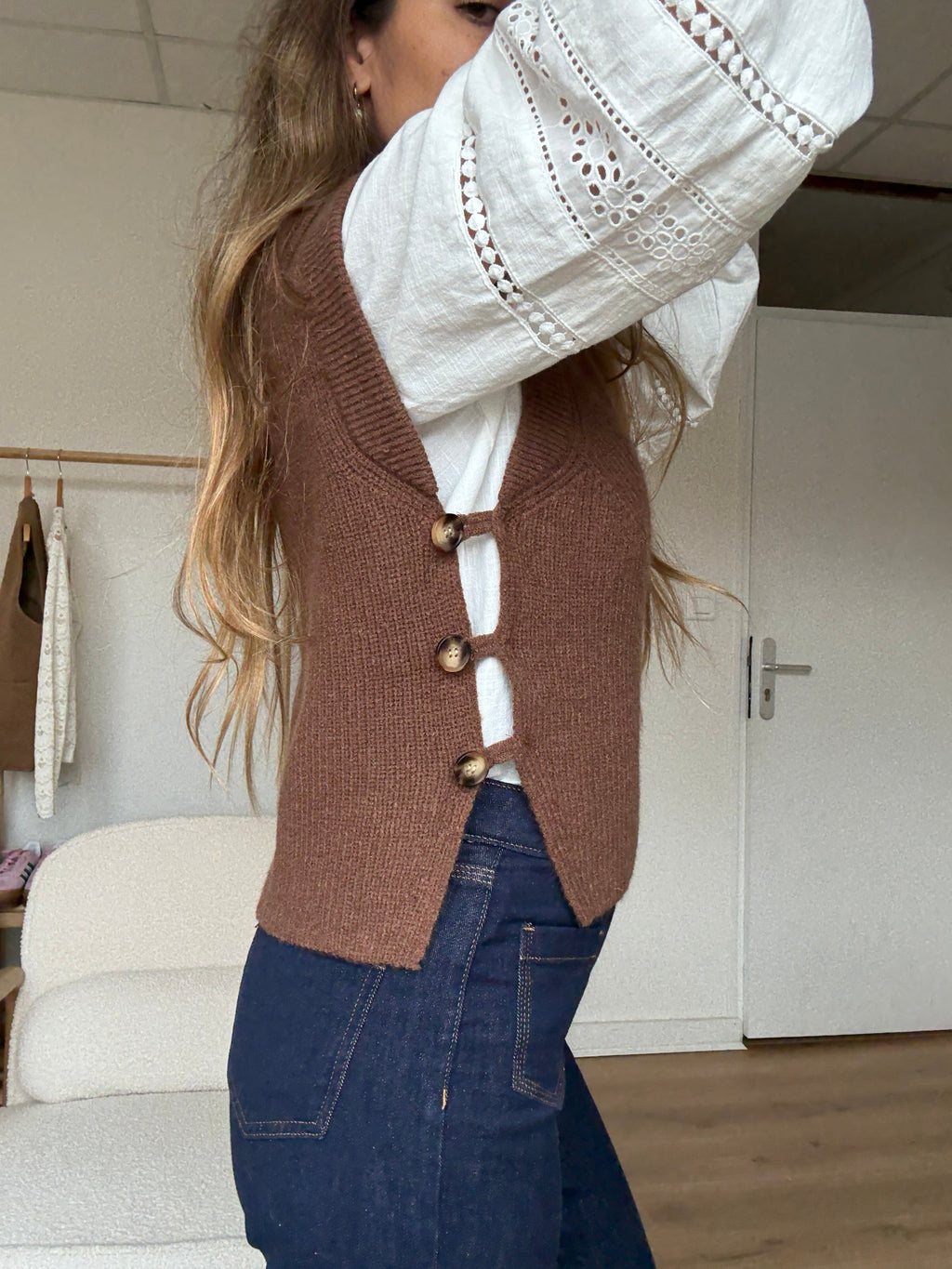 Brown Isaure Sleeveless Jumper
