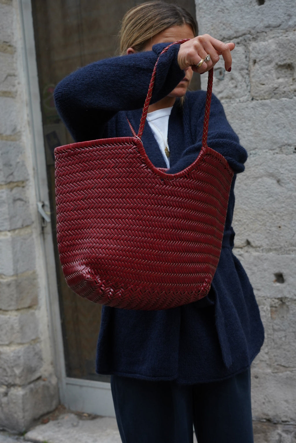 Burgundy Woven Bag