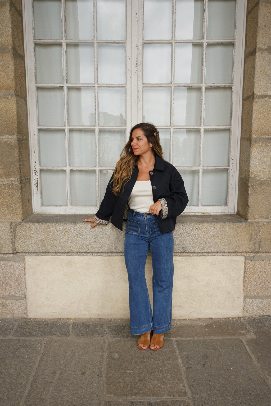 Liberty Cotton Trench Jacket Navy Edith