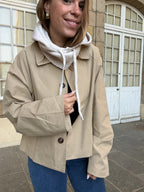 Cagoule en laine et cachemire beige