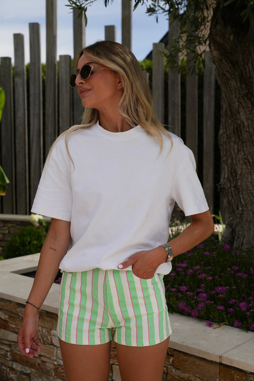Pantalones cortos Olie a rayas - Verde