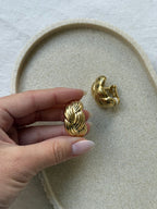 Vintage Earrings - Gold Braided Hoops