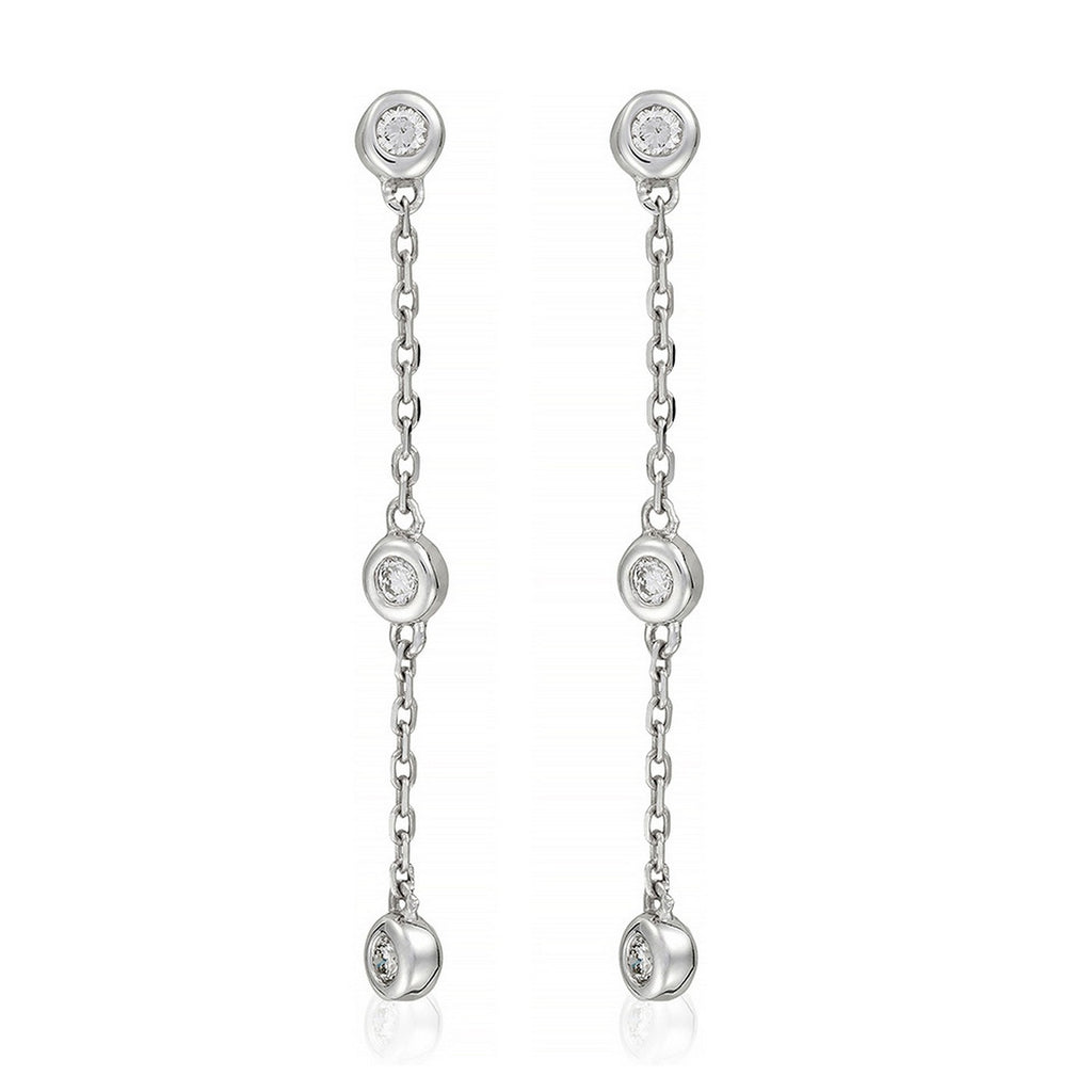 Pendientes, 'Tres Rondas Preciosas' Diamantes 0,09/6 - Oro blanco 375/1000