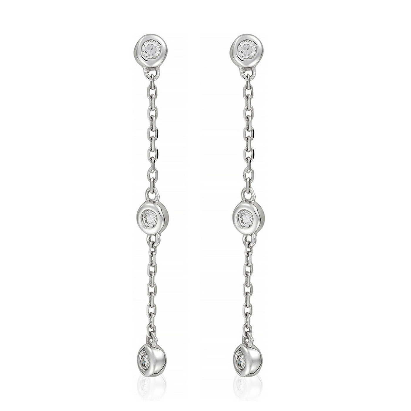 Pendientes, 'Tres Rondas Preciosas' Diamantes 0,09/6 - Oro blanco 375/1000