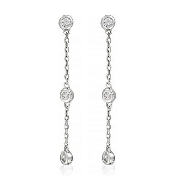 Pendientes, 'Tres Rondas Preciosas' Diamantes 0,09/6 - Oro blanco 375/1000