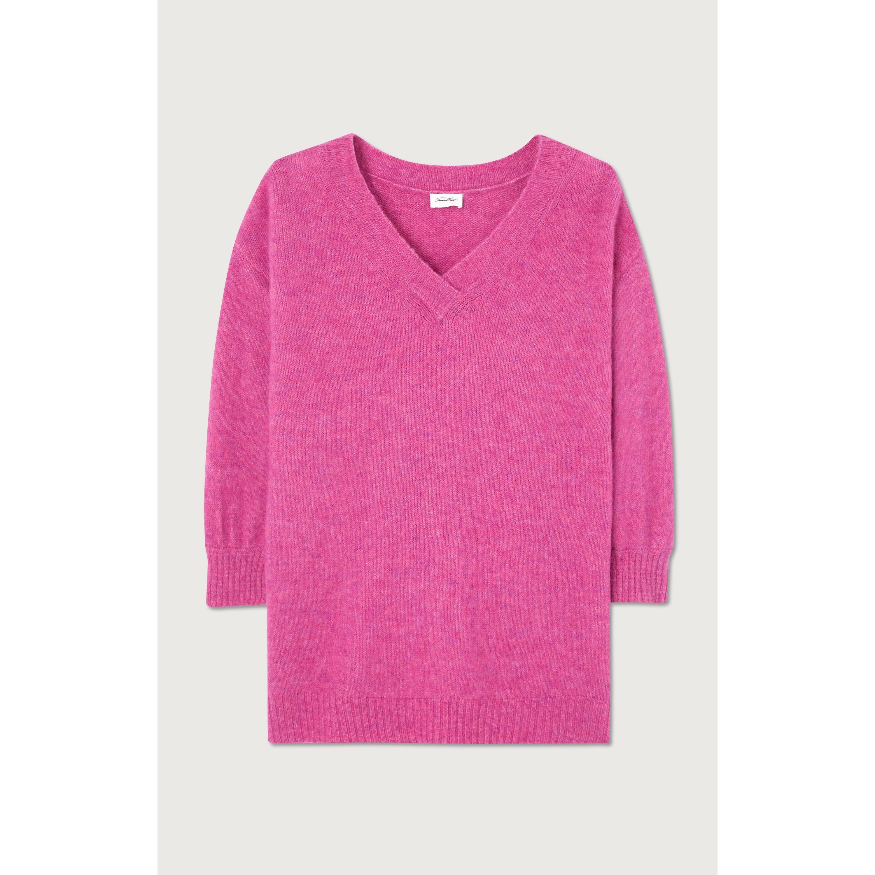 Jersey Cuello en V - Magenta Chine - Mujer