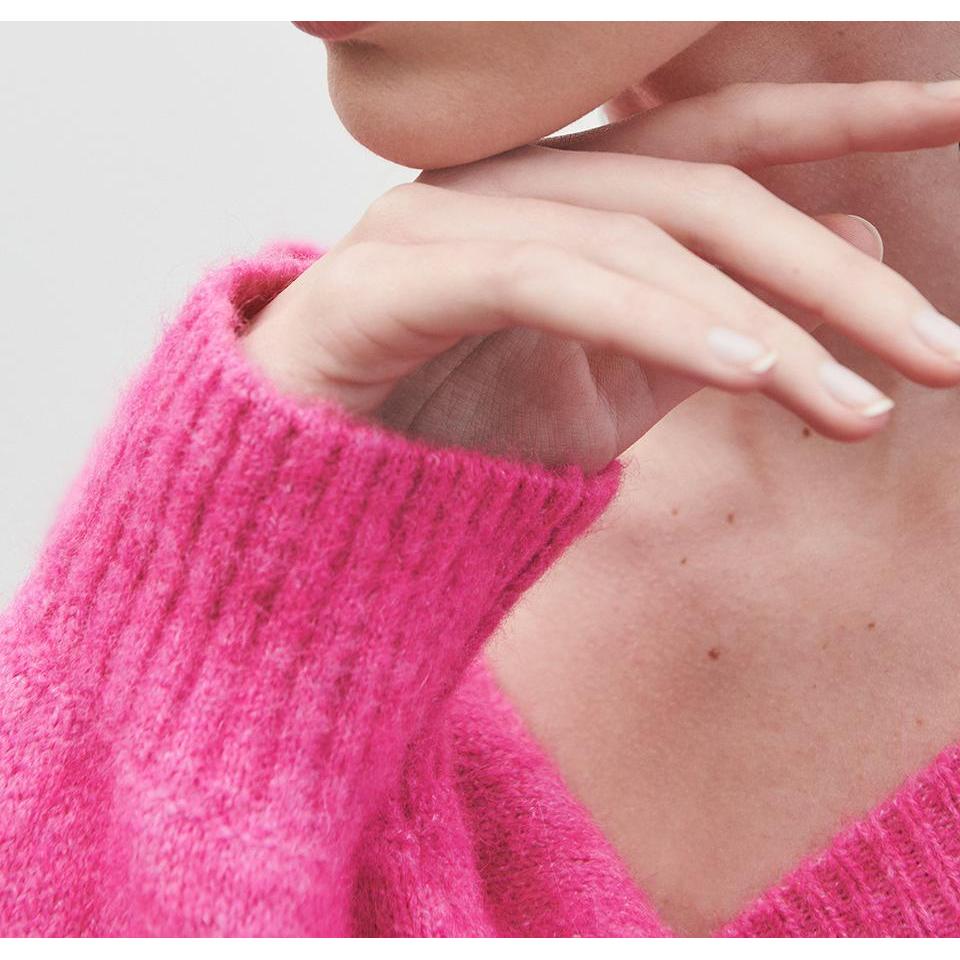 Jersey Cuello en V - Magenta Chine - Mujer