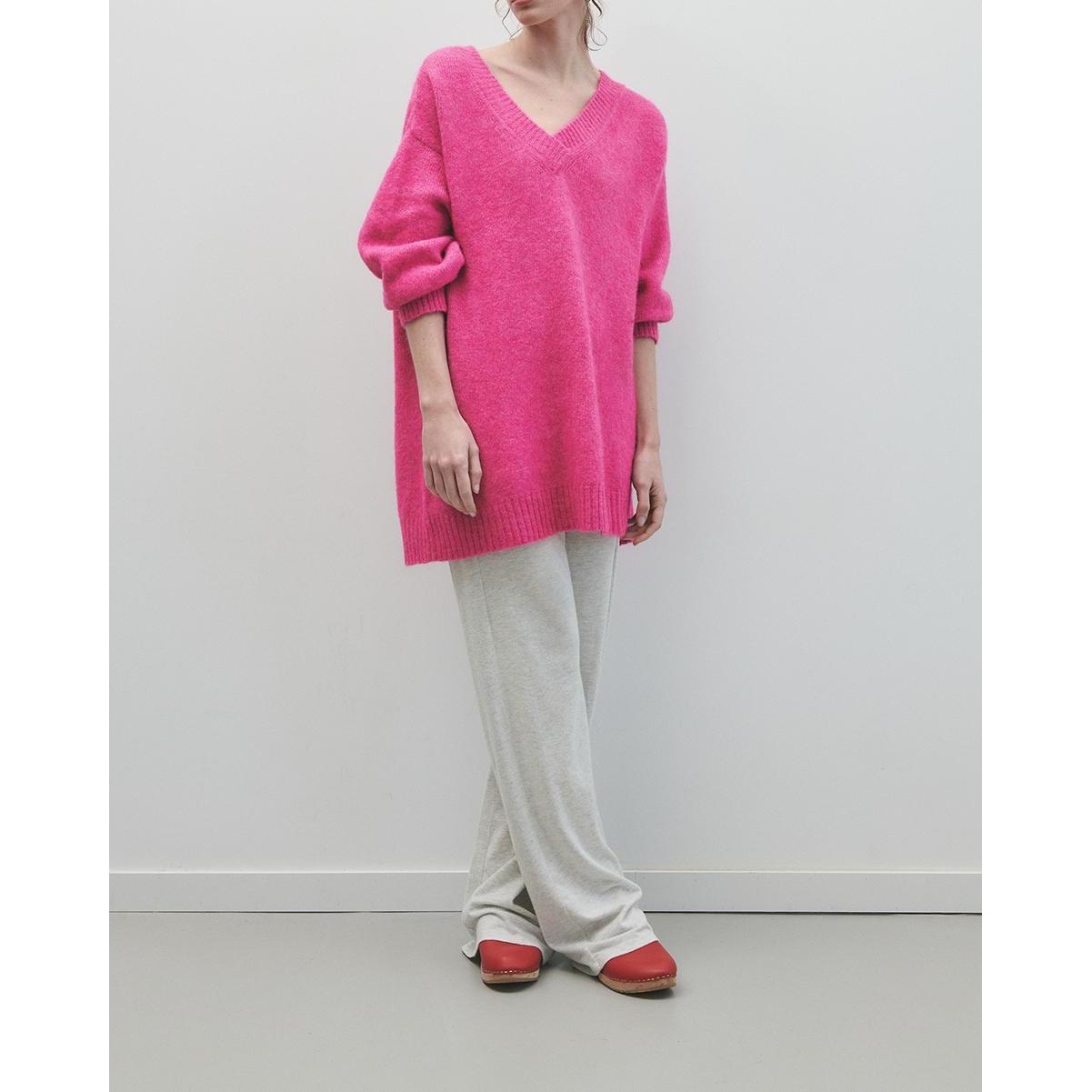 Jersey Cuello en V - Magenta Chine - Mujer