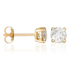 Pendientes "Un solo diamante de 1 quilate" D1Ct/2 - Oro amarillo 750/1000