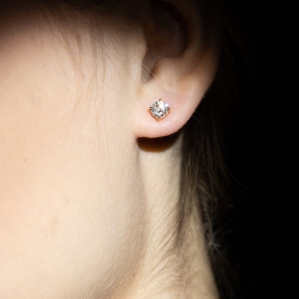 Pendientes "Un solo diamante de 1 quilate" D1Ct/2 - Oro amarillo 750/1000